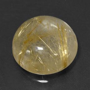 Marrón-dorado muy claro Cuarzo Rutilado Gema - 11.7ct Cabujón Redondo (ID: 503397)