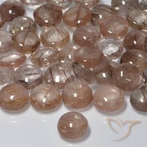 57.22 ctw Brown Rutile Quartz Stones, Natural Rutile Quartz in Round Cabochon Shape for Sale