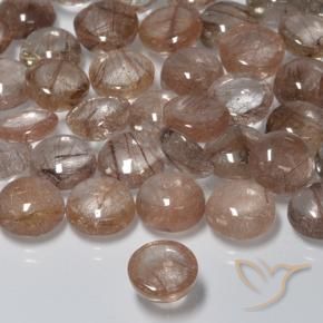 Rutile Quartz Gemstones in 8 mm (calibrated) Size for Sale, Rutile Quartz Stones in Clear with Brown Color