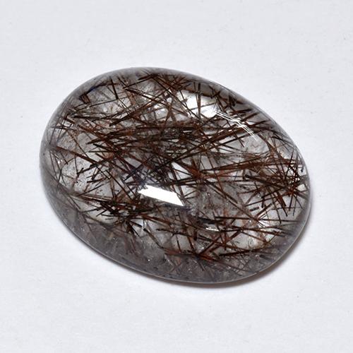 Clear with Copper Rutile Quartz Gem - 7.6ct Oval Cabochon (ID: 514200)