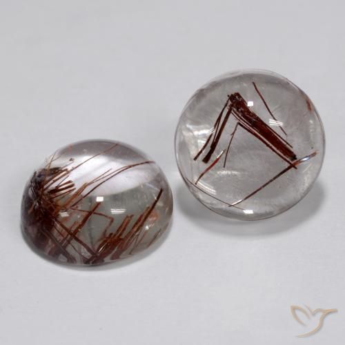 5.22 ctw White Rutile Quartz Stones, Natural Rutile Quartz in Round Cabochon Shape for Sale