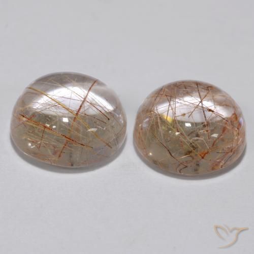 Rutile Quartz Gemstones in 9.5 mm (calibrated) Size for Sale, Rutile Quartz Stones in Warm Brown Color