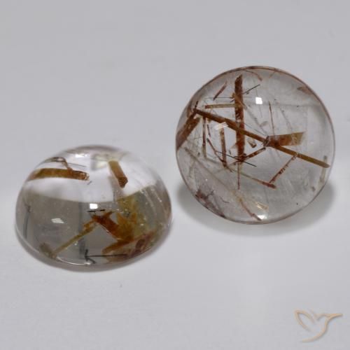 4.77 ctw Brown Rutile Quartz Stones, Natural Rutile Quartz in Round Cabochon Shape for Sale