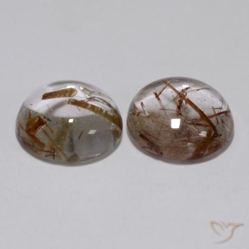 Rutile Quartz Gemstones in 9 mm (calibrated) Size for Sale, Rutile Quartz Stones in Clear with Brown Color