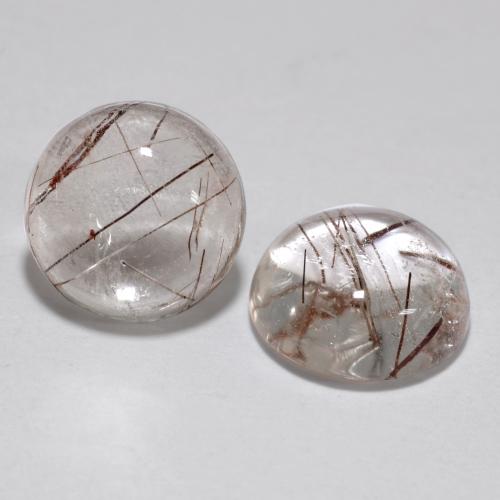 Clear with Copper Rutile Quartz Gem - 2.5ct Round Cabochon (ID: 538760)