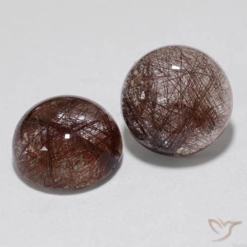 6.33 ctw White Rutile Quartz Stones, Natural Rutile Quartz in Round Cabochon Shape for Sale