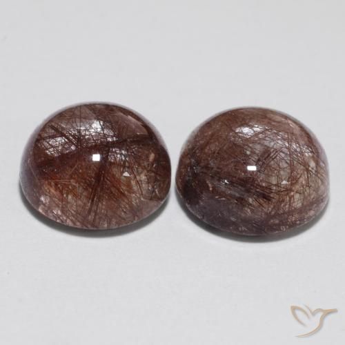 Rutile Quartz Gemstones in 9 mm (calibrated) Size for Sale, Rutile Quartz Stones in Clear with Copper Color