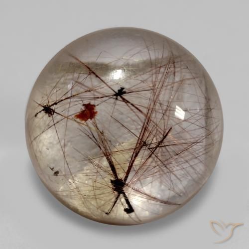 5.45 ct Brown Rutile Quartz Stone, Natural Rutile Quartz in Round Cabochon Shape for Sale