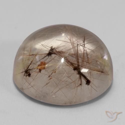 Rutile Quartz Gemstone in 11 mm (calibrated) Size for Sale, Rutile Quartz Stone in Clear with Brown Color