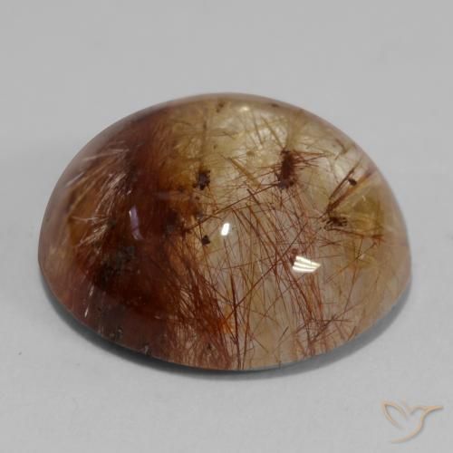 Rutile Quartz Gemstone in 13 mm (calibrated) Size for Sale, Rutile Quartz Stone in Clear with Brown Color