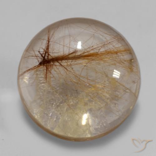6.49 ct Brown Rutile Quartz Stone, Natural Rutile Quartz in Round Cabochon Shape for Sale