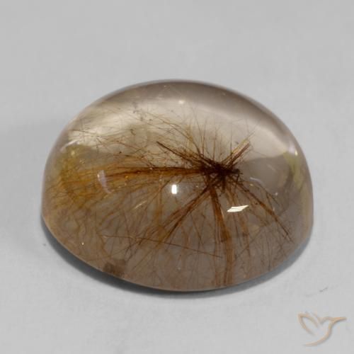 Rutile Quartz Gemstone in 12 mm (calibrated) Size for Sale, Rutile Quartz Stone in Very Light Tawny Brown Color