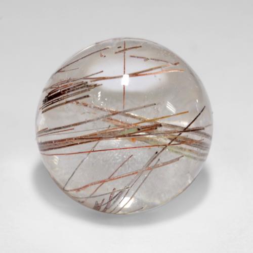 Clear with Copper Рутиловый Кварц Камень - 5.1ct Круглый Кабошон (ID: 539162)