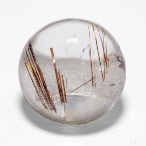 Clear with Copper Rutile Quartz Gem - 6.4ct Round Cabochon (ID: 539163)