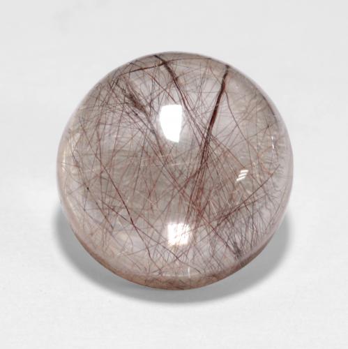Clear with Copper Rutile Quartz Gem - 5.2ct Round Cabochon (ID: 539164)