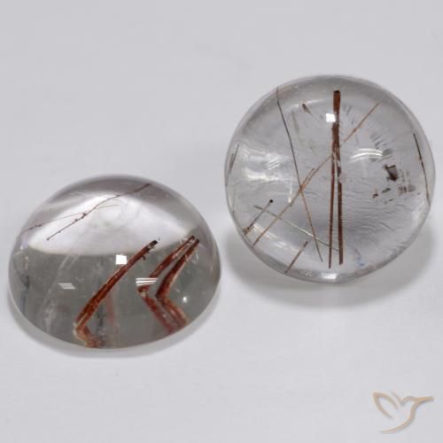 5.74 ctw White Rutile Quartz Stones, Natural Rutile Quartz in Round Cabochon Shape for Sale