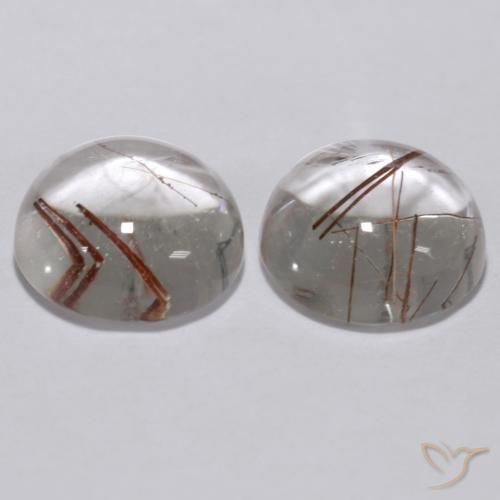 Rutile Quartz Gemstones in 9 mm (calibrated) Size for Sale, Rutile Quartz Stones in Clear with Copper Color
