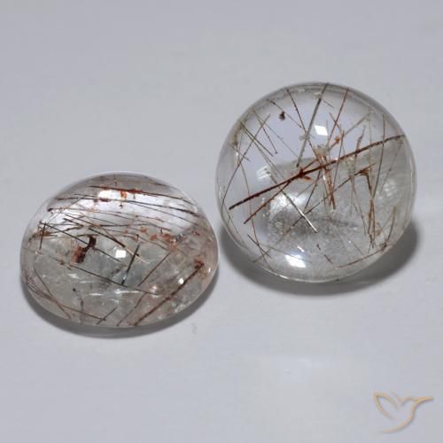 11.65 ctw White Rutile Quartz Stones, Natural Rutile Quartz in Round Cabochon Shape for Sale