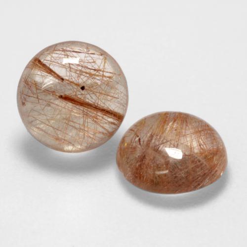 Warm Brown Rutile Quartz Gem - 1.1ct Round Cabochon (ID: 544294)