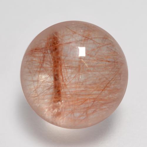 Light Orange Rutile Quartz Gem - 1.8ct Round Cabochon (ID: 544443)