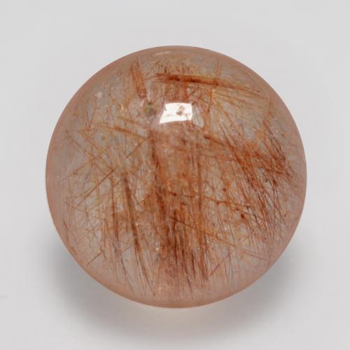 Темно-красновато-оранжевый Рутиловый Кварц Камень - 1.6ct Круглый Кабошон (ID: 544444)