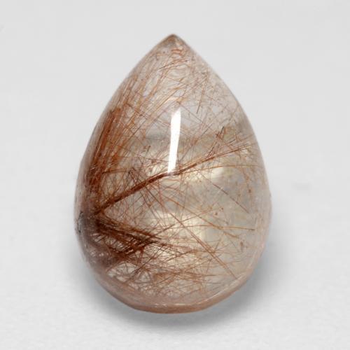 Light Tawny Brown Rutilquarz Edelstein - 2.2ct Birnen Cabochon (ID: 544449)