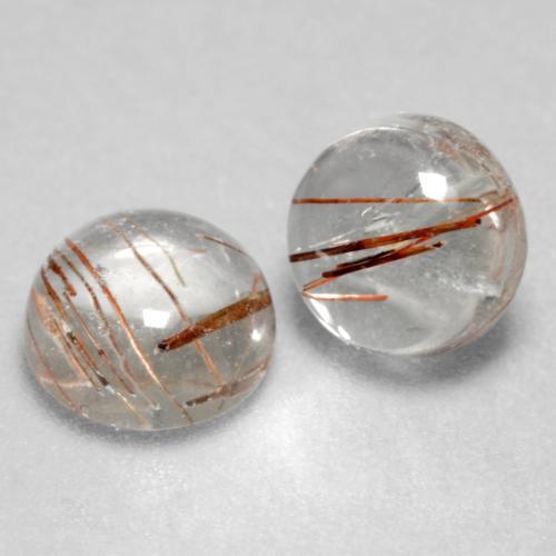3.11 ctw White Rutile Quartz Stones, Natural Rutile Quartz in Round Cabochon Shape for Sale