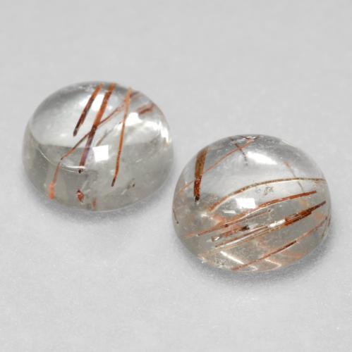 Rutile Quartz Gemstones in 7.2 mm Size for Sale, Rutile Quartz Stones in Clear with Copper Color