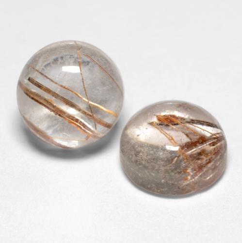 Very Light Tawny Brown Rutile Quartz Gem - 1.6ct Round Cabochon (ID: 545043)