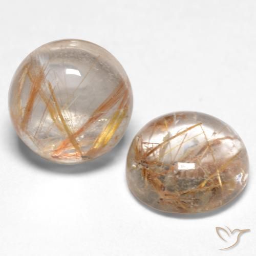 Rutile Quartz Gemstones in 7 mm (calibrated) Size for Sale, Rutile Quartz Stones in Very Light Brown Color