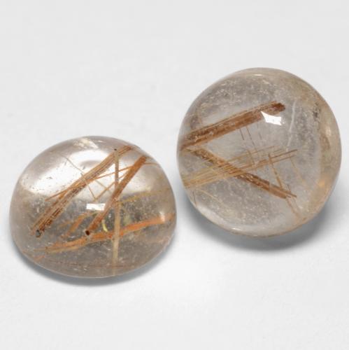 Warm Brown Rutile Quartz Gem - 1.6ct Round Cabochon (ID: 545045)