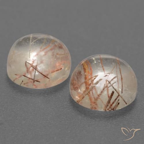 Rutile Quartz Gemstones in 7.5 mm (calibrated) Size for Sale, Rutile Quartz Stones in Clear with Copper Color
