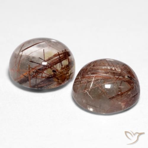 Rutile Quartz Gemstones in 7.5 mm (calibrated) Size for Sale, Rutile Quartz Stones in Clear with Brown Color