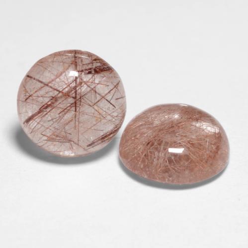 Красновато-коричневый Рутиловый Кварц Камень - 1.2ct Круглый Кабошон (ID: 545311)