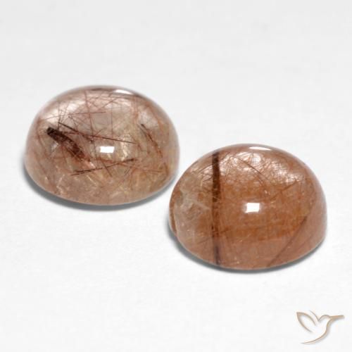 Rutile Quartz Gemstones in 7 mm (calibrated) Size for Sale, Rutile Quartz Stones in Warm Brown Color