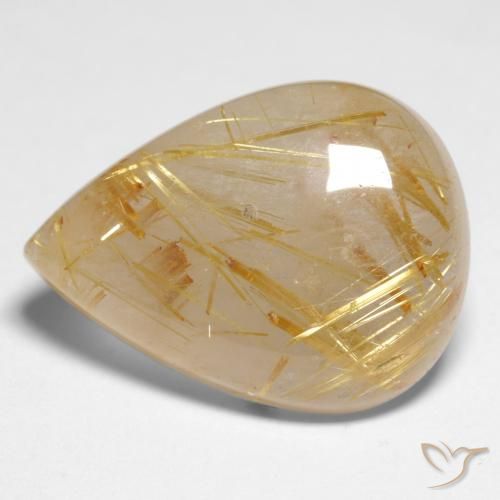 Medium Gold Rutile Quartz Gem - 17.2ct Pear Cabochon (ID: 546499)