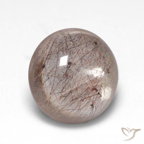 4.98 ct Brown Rutile Quartz Stone, Natural Rutile Quartz in Round Cabochon Shape for Sale