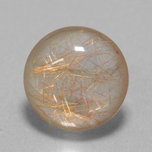 Very Light Brown Rutile Quartz Gem - 5.8ct Round Cabochon (ID: 547346)
