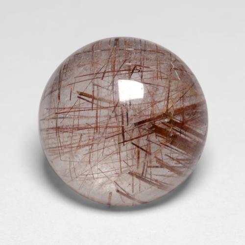 Claro con cobre Cuarzo Rutilado Gema - 4.8ct Cabujón Redondo (ID: 547355)