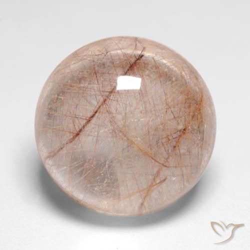9.53 ct Brown Rutile Quartz Stone, Natural Rutile Quartz in Round Cabochon Shape for Sale
