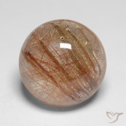 7.18 ct Brown Rutile Quartz Stone, Natural Rutile Quartz in Round Cabochon Shape for Sale