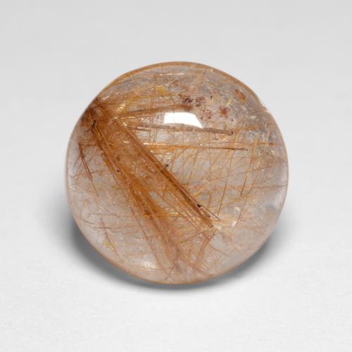 Marrón leonado muy claro Cuarzo Rutilado Gema - 4.8ct Cabujón Redondo (ID: 547361)
