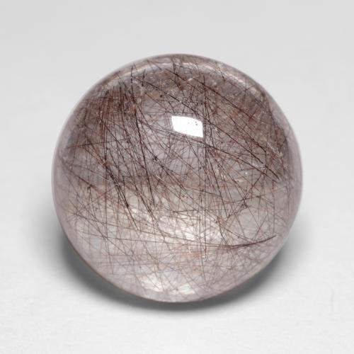 Warm Brown Rutile Quartz Gem - 5.1ct Round Cabochon (ID: 547362)