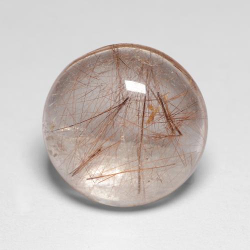 Warm Brown Rutile Quartz Gem - 4.9ct Round Cabochon (ID: 547363)