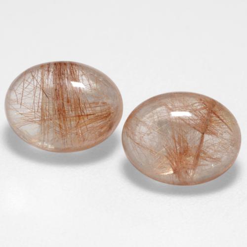 Claro y bronce dorado Cuarzo Rutilado Gema - 2ct Cabujón Óvalo (ID: 547539)