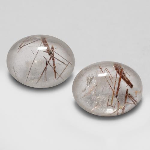 Clear with Brown Rutile Quartz Gem - 2.1ct Oval Cabochon (ID: 547540)