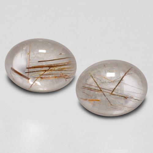 Clear and Gold-Bronze Rutilquarz Edelstein - 1.4ct Oval Cabochon (ID: 547542)