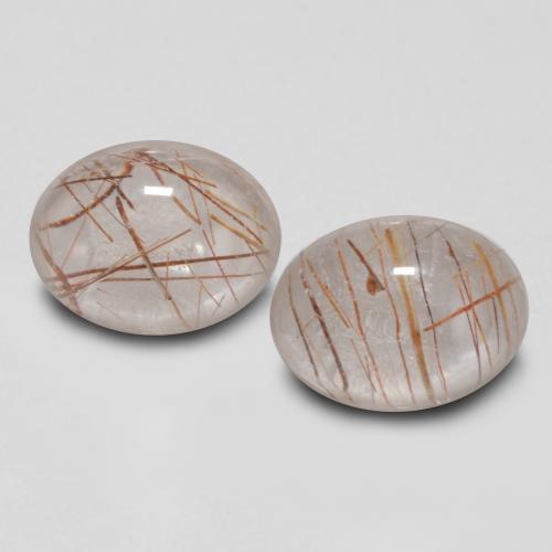 Clear and Gold-Bronze Rutile Quartz Gem - 1.4ct Oval Cabochon (ID: 547543)