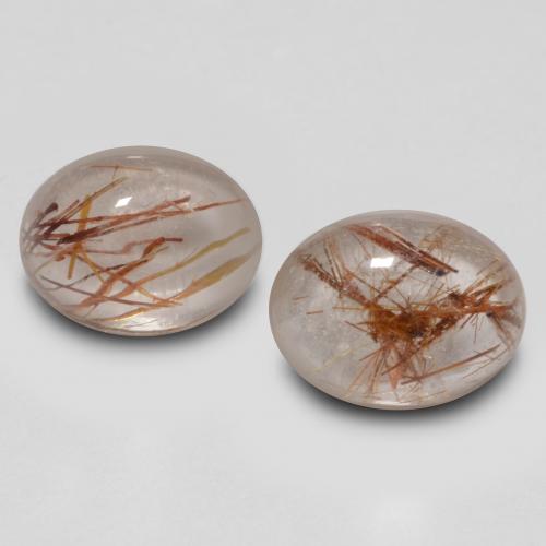 Warm Brown Rutile Quartz Gem - 1.6ct Oval Cabochon (ID: 547544)