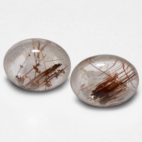 Clear with Brown Рутиловый Кварц Камень - 1.6ct Овал Кабошон (ID: 547546)